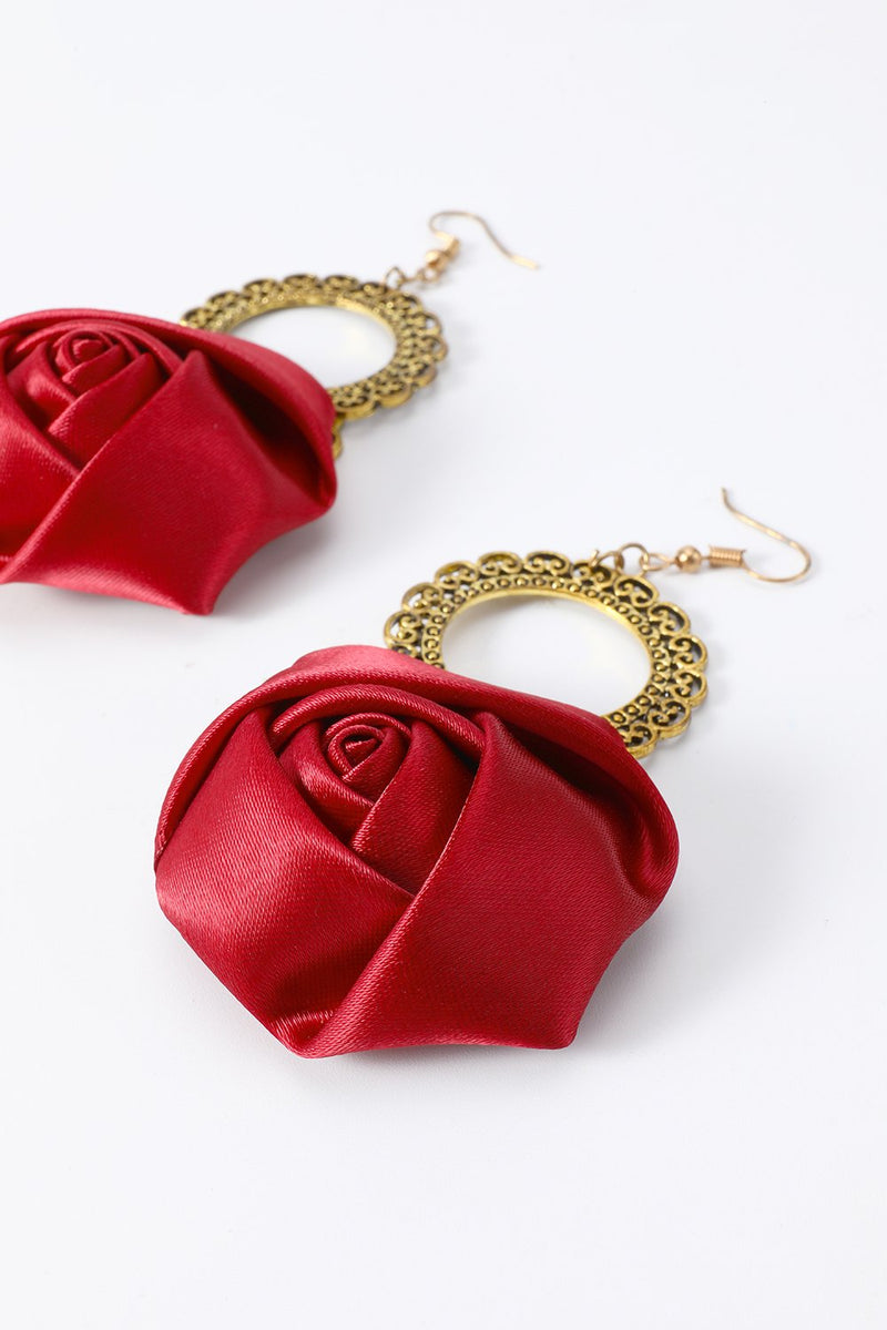 Load image into Gallery viewer, Red Women Halloween Earrings with Flowers