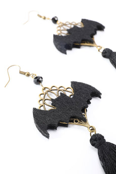 Black Halloween Bat Drop Earrings