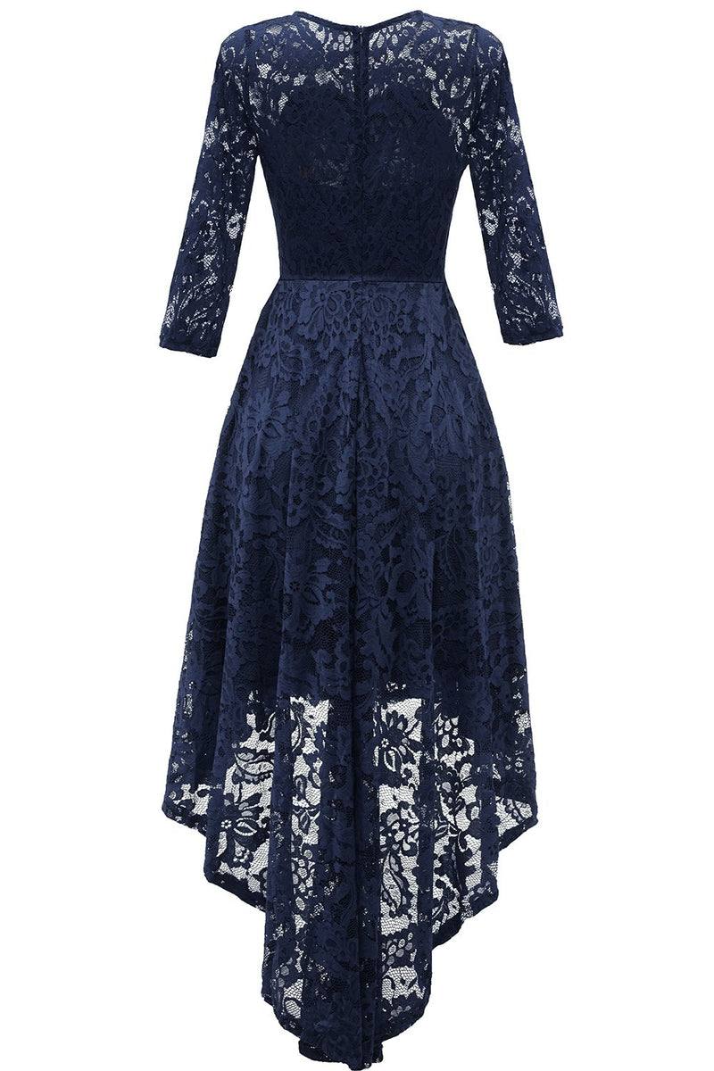 Load image into Gallery viewer, Navy High Low Lace Dress