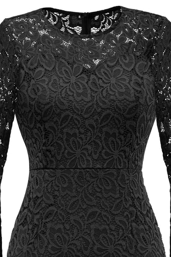 Navy Bodycon Lace Formal Dress