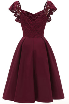 Sweetheart Burgundy Cocktail Party Dress