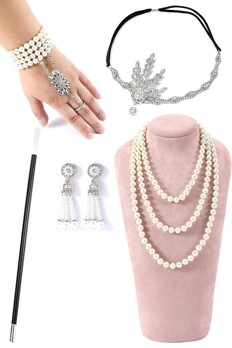 Load image into Gallery viewer, 1920s Flapper Golden/Silver Accessories Set