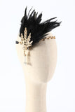 Black 1920s Feather Headband