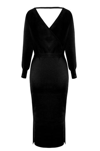 Black Knitted Bodycon Dress