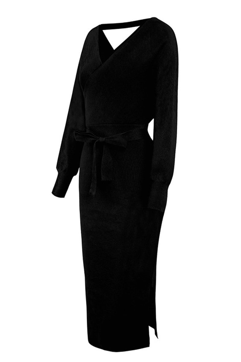 Load image into Gallery viewer, Black Knitted Bodycon Dress
