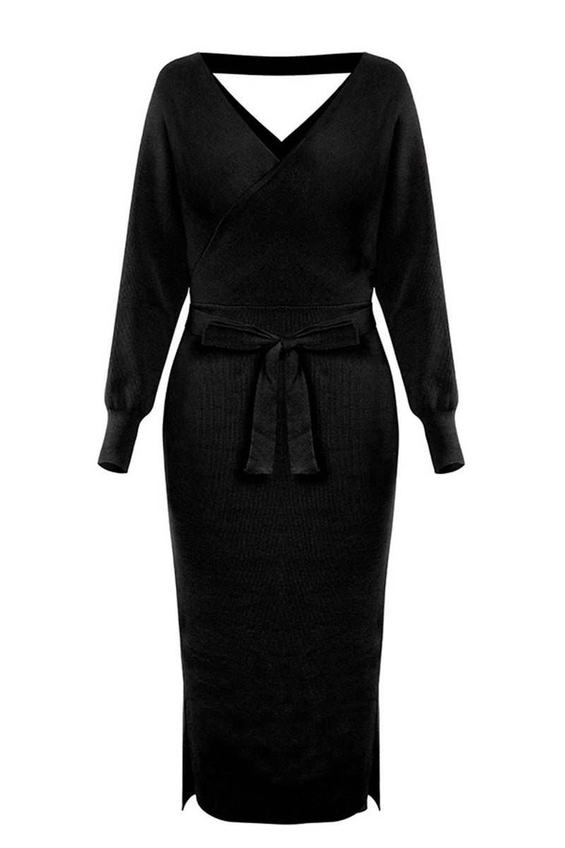 Load image into Gallery viewer, Black Knitted Bodycon Dress