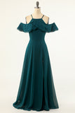 Green Cold Shoulder Prom Dress