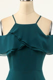 Green Cold Shoulder Prom Dress