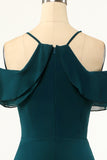 Green Cold Shoulder Prom Dress