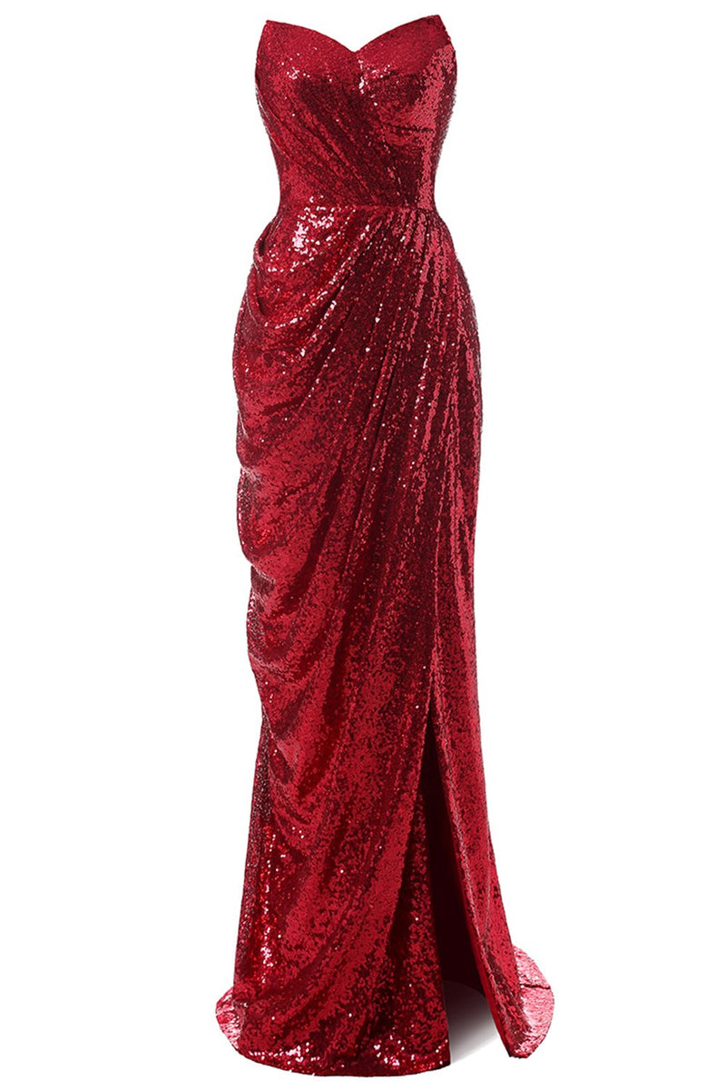 Load image into Gallery viewer, Red Mermaid Sequin Prom Dress