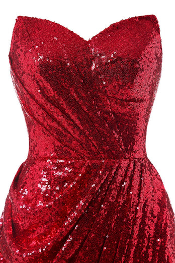 Red Mermaid Sequin Prom Dress