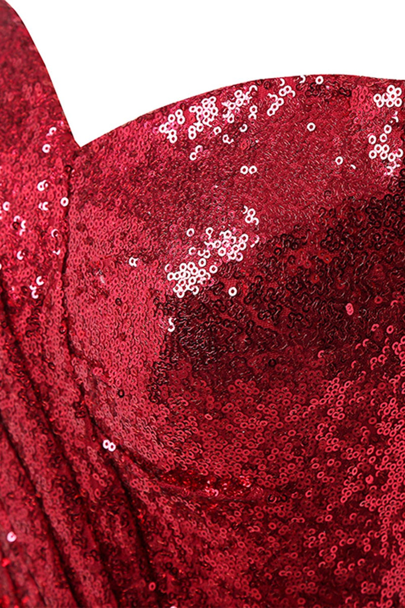 Load image into Gallery viewer, Red Mermaid Sequin Prom Dress
