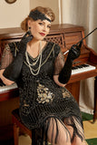 Plus Size 1920s Gatsby Sequin Fringed Flapper Dress