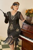 Plus Size 1920s Gatsby Sequin Fringed Flapper Dress