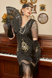 Plus Size 1920s Gatsby Sequin Fringed Flapper Dress