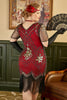 Load image into Gallery viewer, Black Golden Sequins Gatsby Fringed Plus Size 1920s Dress