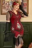 Plus Size 1920s Gatsby Sequin Fringed Flapper Dress