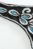 Black Blue Asymmetrical V Neck 1920s Flapper Dress