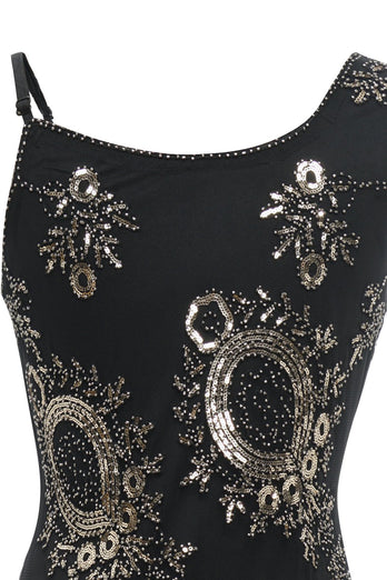 Black Fringe Seuqins Gatsby Dress