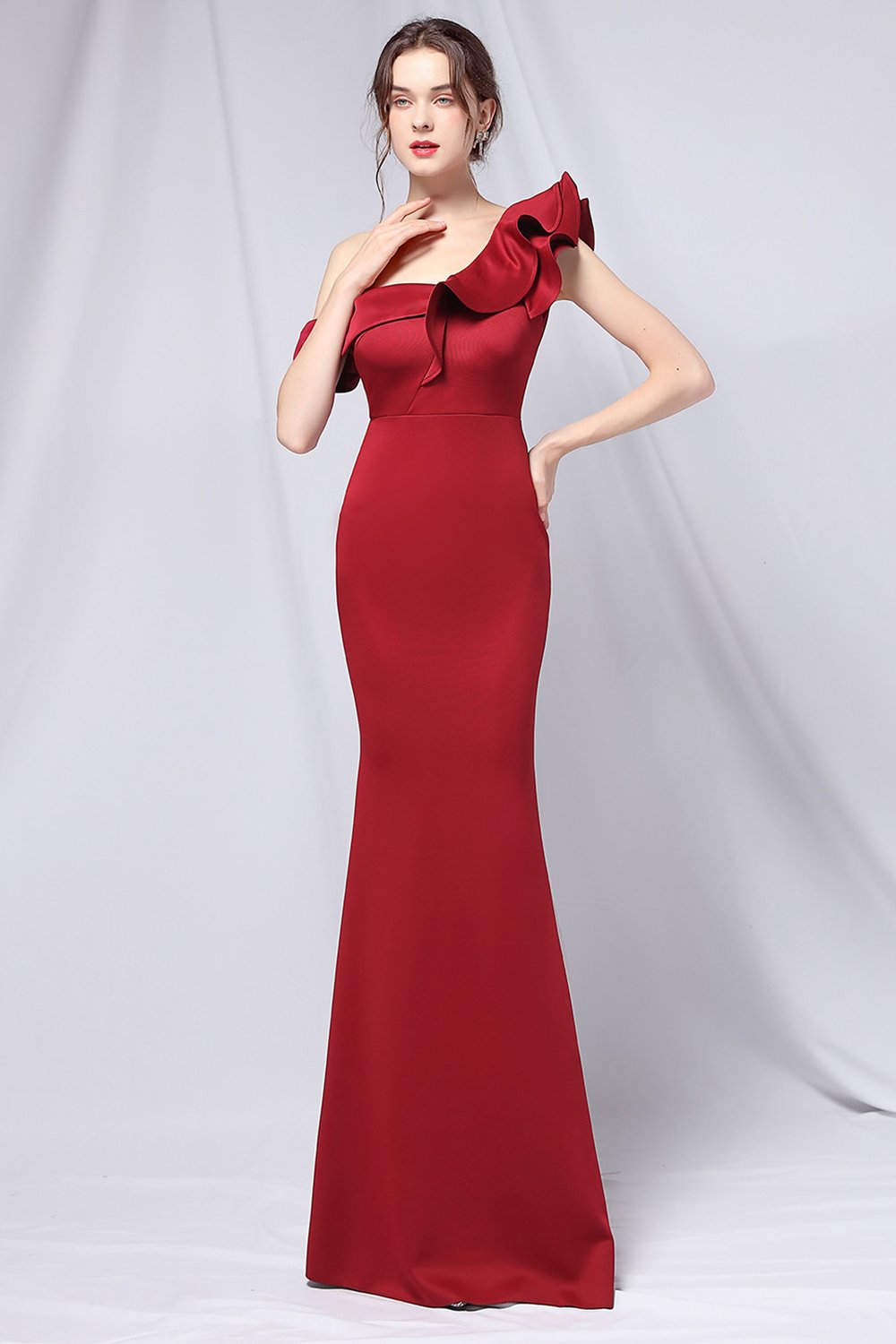 One Shoulder Simple Prom Dress