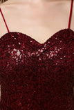 Burgundy Mermaid Sequins Party Dress