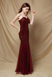 Burgundy Mermaid Sequins Party Dress