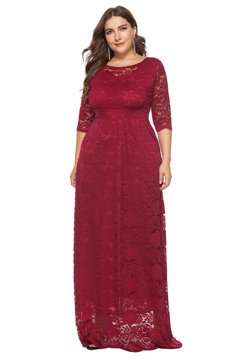 Load image into Gallery viewer, Plus Size Long Lace Dress