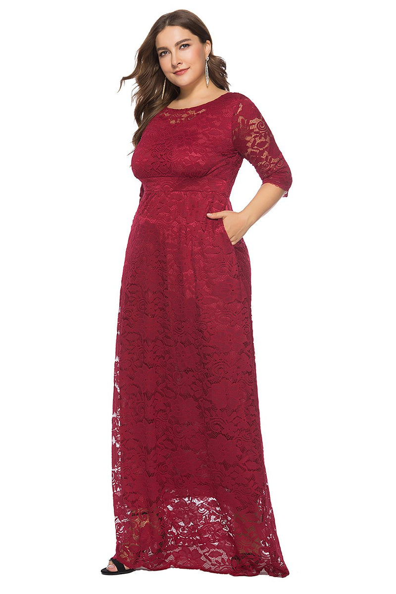 Load image into Gallery viewer, Plus Size Long Lace Dress