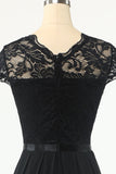 Classic A Line Black Party Dress with Lace