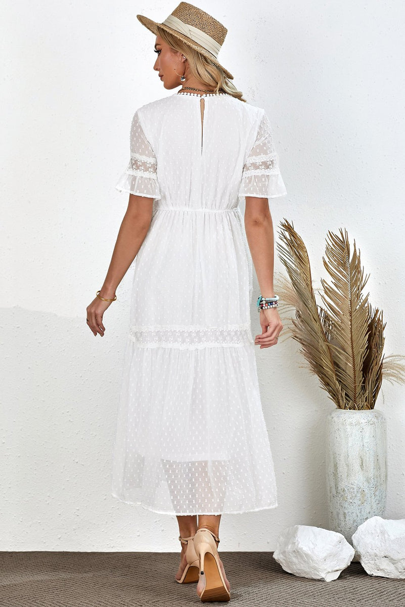 Load image into Gallery viewer, White Lace Boho Summer Dress