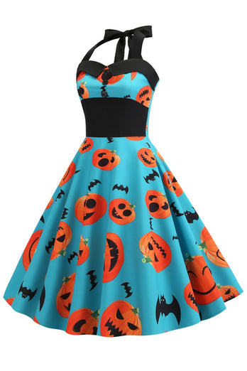 Orange Halter Halloween Vintage Dress
