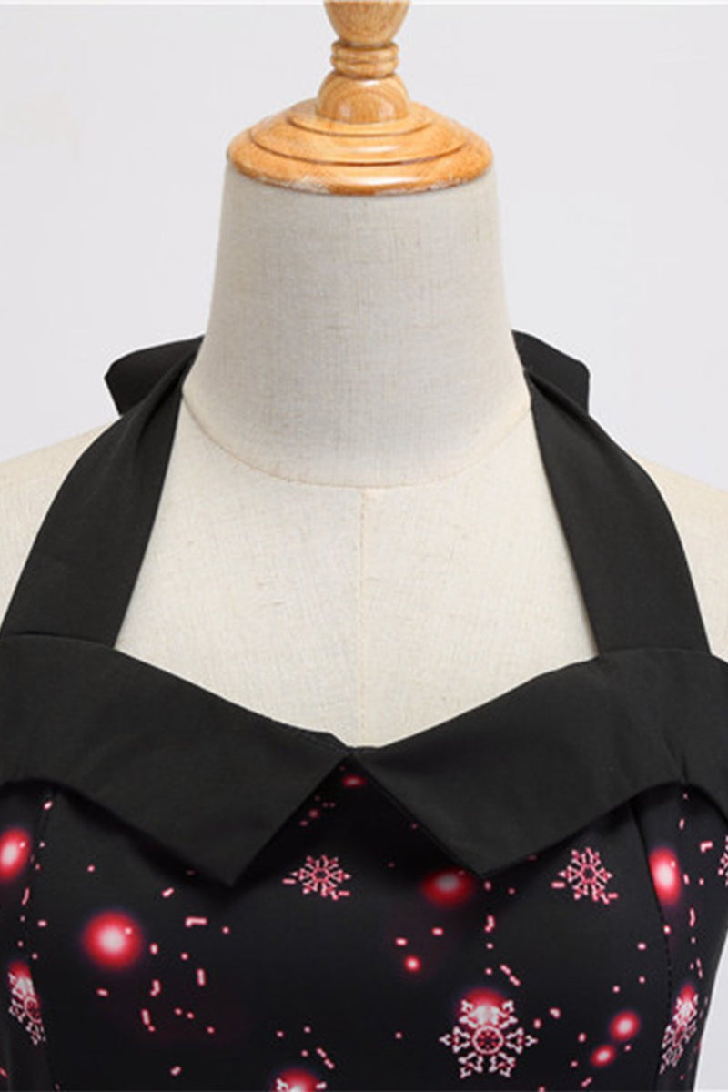 Load image into Gallery viewer, Red Christmas Halter 1950s Dress