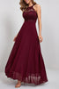 Load image into Gallery viewer, Burgundy Long Lace Party Dress