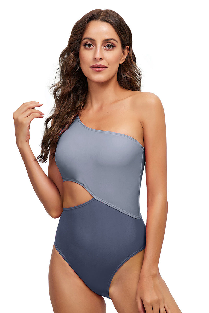 Load image into Gallery viewer, One Shoulder One Piece High Waist Swimsuit