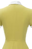 Load image into Gallery viewer, V Neck Lemon Yellow Vintage Dress with Short Sleeves