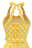 Halter Blue Polka Dots 1950s Dress