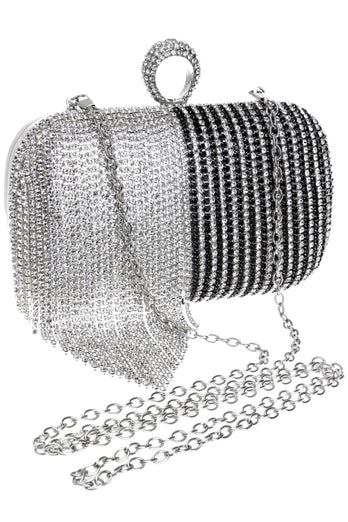 Black and Silver Beaded Prom Clutch