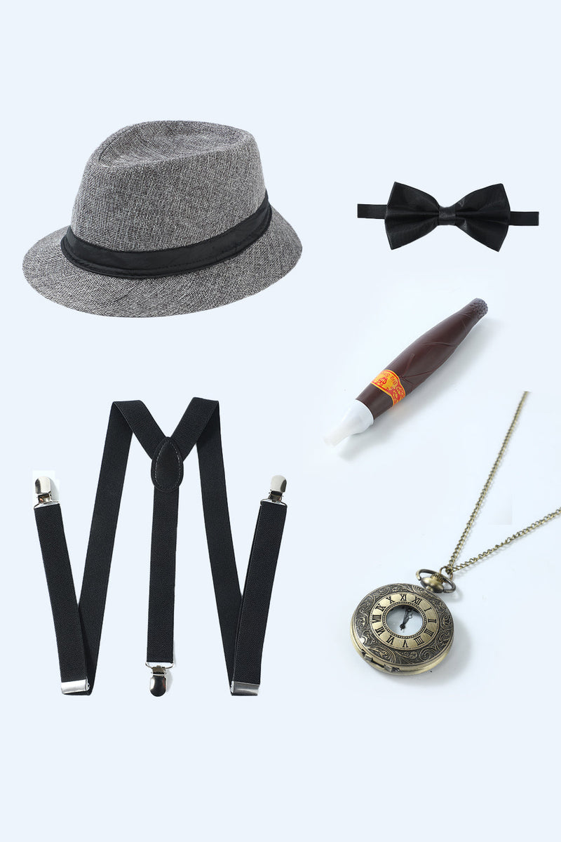 Load image into Gallery viewer, Black 1920s Accessories Set for Men