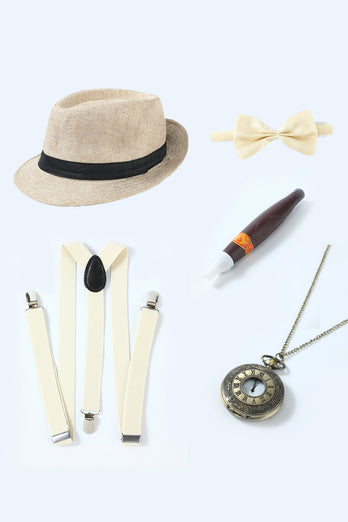 White 1920s Accessories Set for Men