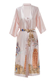 Blue Printed Bridal Satin Robe