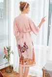 Blue Printed Bridesmaid Satin Robe