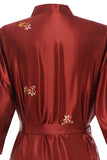 Burgundy Crane Printed Bridal Robe