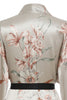 Load image into Gallery viewer, Light Grey Floral Satin Bridal Robe