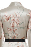 Light Grey Floral Satin Bridal Robe