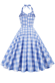 Hepburn Inspired Retro British Plaid Dress