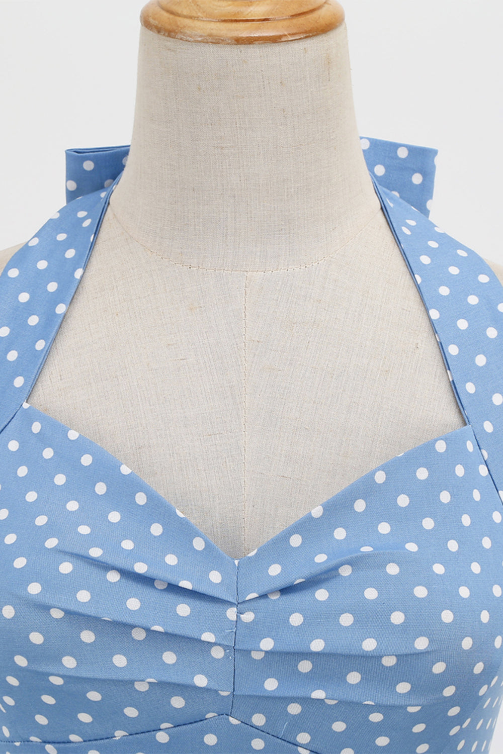 Retro Polka Dots Halter Open Back Dress