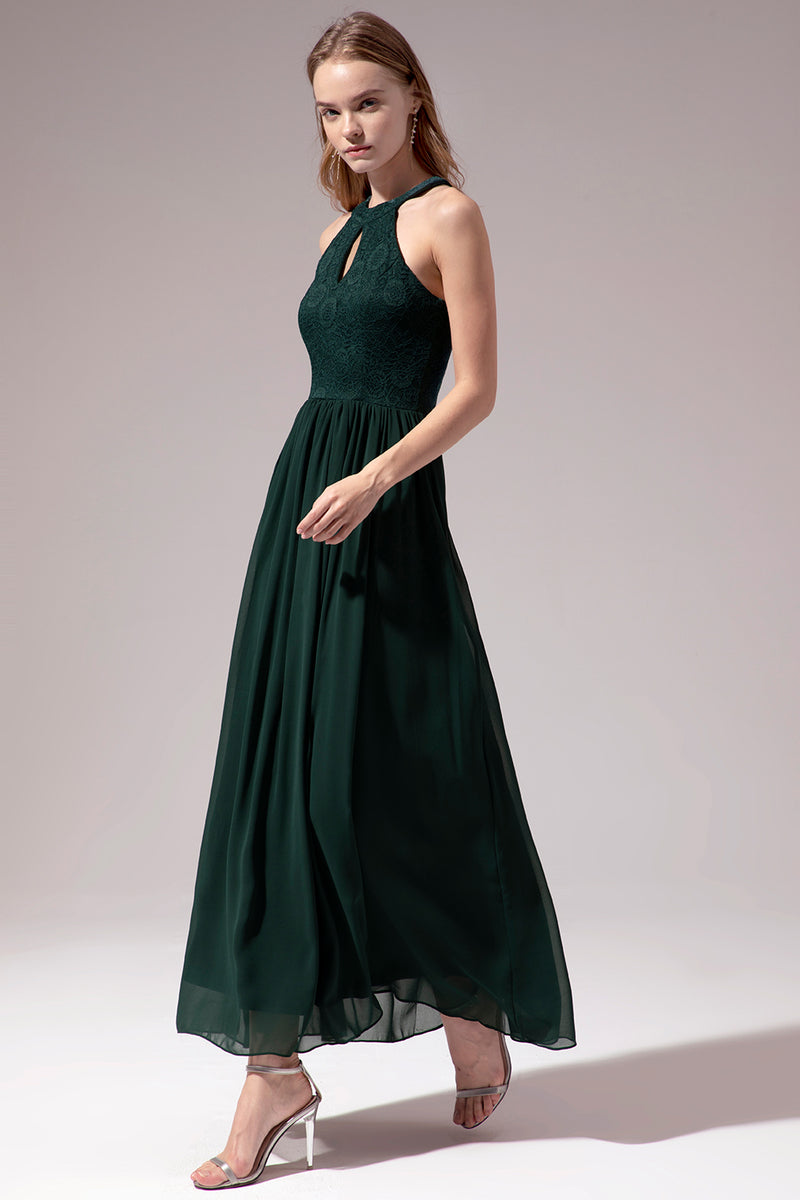 Load image into Gallery viewer, Dark Green Halter Long Dress