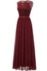 Load image into Gallery viewer, Burgundy Lace Formal Party Dress