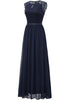 Load image into Gallery viewer, Navy Lace Formal Party Dress