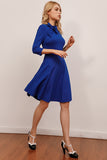 Royal Blue Vintage Dress With Sleeves